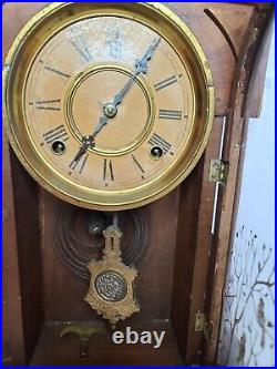 Antique Working 1870's TERRY CLOCK CO. Victorian Walnut Parlor Mantel Clock RARE