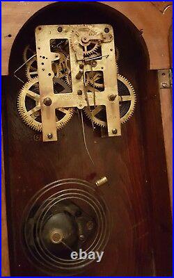 Antique Working 1870's Waterbury Clock Co. Victorian Walnut Parlor Mantel Clock