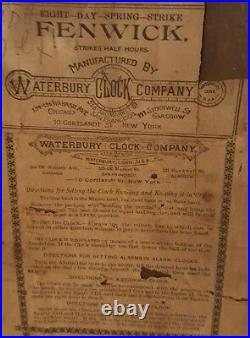 Antique Working 1870's Waterbury Fenwick Victorian Walnut Parlor Mantel Clock