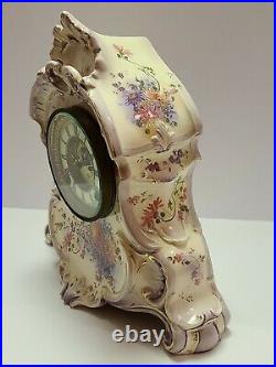 Antique Working 1882 ANSONIA La Normandie Porcelain Open Escapement Mantel Clock