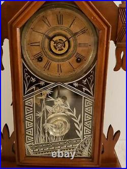 Antique Working 1883 ANSONIA America Victorian Walnut Parlor Mantel Clock