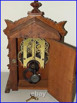 Antique Working 1894 ANSONIA Toronto Victorian Walnut Parlor Mantel Shelf Clock