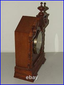 Antique Working 1894 ANSONIA Toronto Victorian Walnut Parlor Mantel Shelf Clock