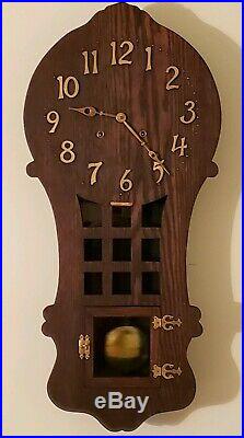 Antique Working 1908 SESSIONS Ramona Mission Oak Art Deco Regulator Wall Clock