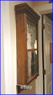 Antique Working 1910 SESSIONS Art Deco General Store Oak Regulator Wall Clock