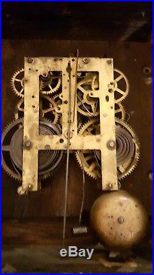 Antique Working 1910 Sessions Mission Oak Art Deco Regulator Mantel Shelf Clock