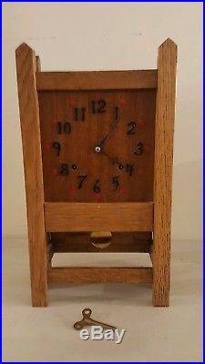 Antique Working 1910 Sessions Mission Oak Art Deco Regulator Mantel Shelf Clock
