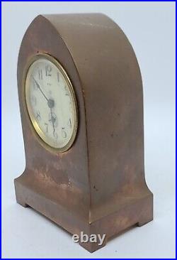Antique Working 1920's ANSONIA 8 Day Brass Gothic Tombstone Mantel Shelf Clock
