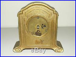 Antique Working 1920's Art Deco Gold Gilded Mantel Shelf Clock