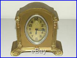Antique Working 1920's Art Deco Gold Gilded Mantel Shelf Clock