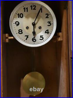 Antique Working 1920's German Oak Art Deco Regulator Wall Clock Germany