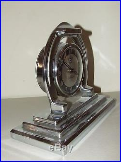Antique Working 1920's Lux Clock Co. Art Deco GOOD LUCK Horseshoe Mantel Clock