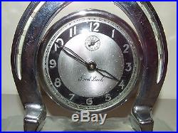 Antique Working 1920's Lux Clock Co. Art Deco GOOD LUCK Horseshoe Mantel Clock