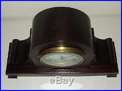Antique Working 1920's Sessions Art Deco Mahogany Tambour Mantel Shelf Clock