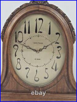 Antique Working 1920's WALTHAM Mahogany 8 Day Art Deco Mantel Shelf Clock