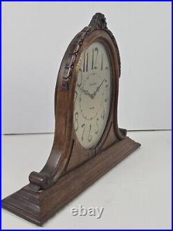 Antique Working 1920's WALTHAM Mahogany 8 Day Art Deco Mantel Shelf Clock