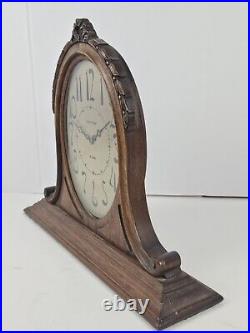 Antique Working 1920's WALTHAM Mahogany 8 Day Art Deco Mantel Shelf Clock