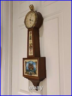 Antique Working 1930 WALTHAM Clock Co. 8 Day Mahogany Banjo Regulator Wall Clock