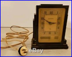 Antique Working 1930's HAMMOND Art Deco SKYSCRAPER Bakelite Calendar Shelf Clock