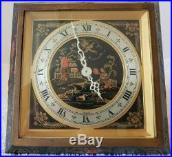 Antique Working 1952 CHELSEA Chinese Lacquer Brass 8 Day Art Deco Mantel Clock