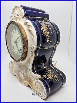 Antique Working 19th C. ANSONIA Victorian Porcelain Electric Mantel Shelf Clock