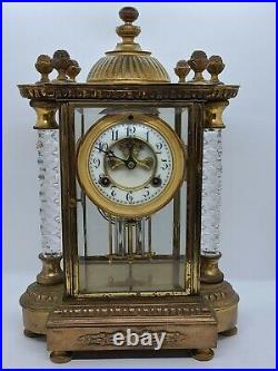 Antique Working 19th C. WATERBURY'Orne' Open Escapement Crystal Regulator Clock