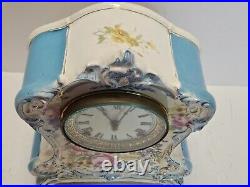 Antique Working ANSONIA La Clair Royal Bonn Victorian Porcelain Mantel Clock