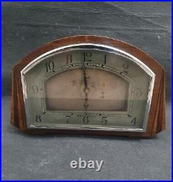 Antique Working Art Deco Mantle Clock Wood Vintage Strike 1930s