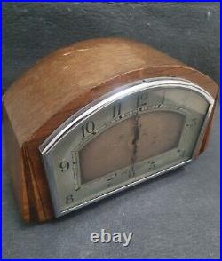 Antique Working Art Deco Mantle Clock Wood Vintage Strike 1930s