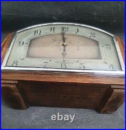 Antique Working Art Deco Mantle Clock Wood Vintage Strike 1930s