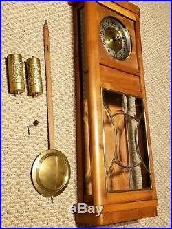 Antique Working Gustav Becker Art Deco Vienna Regulator Weight Driven Wall Clock