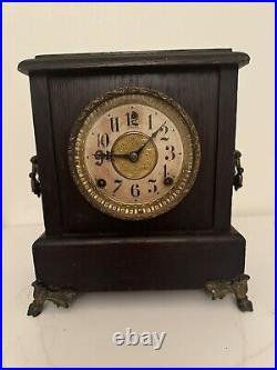 Antique Working SESSIONS'Time & Strike' Inlaid Victorian Mantel Shelf Clock