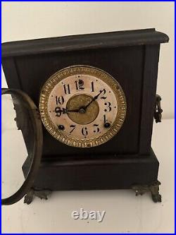 Antique Working SESSIONS'Time & Strike' Inlaid Victorian Mantel Shelf Clock