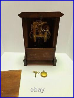 Antique Working SESSIONS'Time & Strike' Inlaid Victorian Mantel Shelf Clock