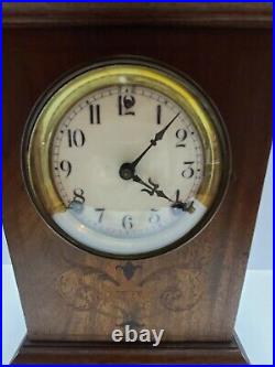 Antique Working SESSIONS'Time & Strike' Inlaid Victorian Mantel Shelf Clock