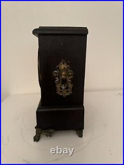 Antique Working SESSIONS'Time & Strike' Inlaid Victorian Mantel Shelf Clock