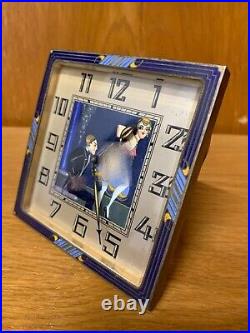 Antique art deco erotic table clock automation/moving scene on the dial -ca. 1920