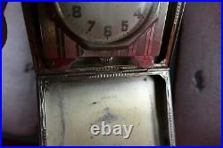 Antique travel clock Elgin American Waltham sterling silver art deco works