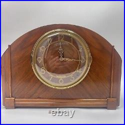 Antique wood veneer mantle clock by Seth Thomas 1940's art deco MCM FOR PARTS