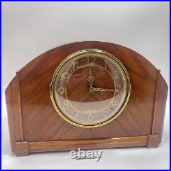 Antique wood veneer mantle clock by Seth Thomas 1940's art deco MCM FOR PARTS