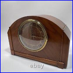 Antique wood veneer mantle clock by Seth Thomas 1940's art deco MCM FOR PARTS