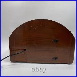 Antique wood veneer mantle clock by Seth Thomas 1940's art deco MCM FOR PARTS