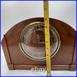 Antique wood veneer mantle clock by Seth Thomas 1940's art deco MCM FOR PARTS