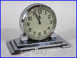 Antqiue 1930s WALTHAM 8-Day Art Deco Chome Partners Desk, Double Clock