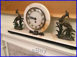 Art Deco 1920/30s French Mantle Clock polished black marble base. Heavy Piece