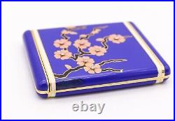 Art Deco 1925 Japonism Enameled Travel Clock In 18Kt Yellow Gold With Diamonds