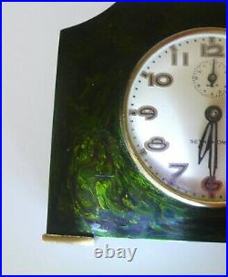 Art Deco 1930's Marbled Dark Green Catalin Bakelite Seth Thomas Working Clock
