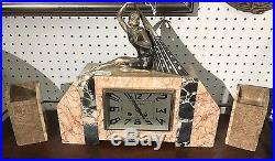 Art Deco 3 pc Marble Clock Set