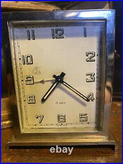 Art Deco Alarm Clock with Fitted Leather Case by Harrods