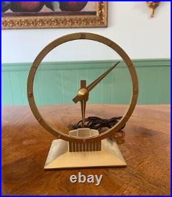 Art Deco Atomic Age Brass & Glass Electric Mystery Clock by Jefferson MCM